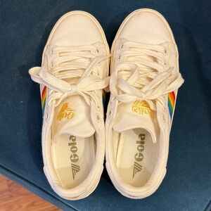 Gola Cream Sneakers with Rainbow Stripes